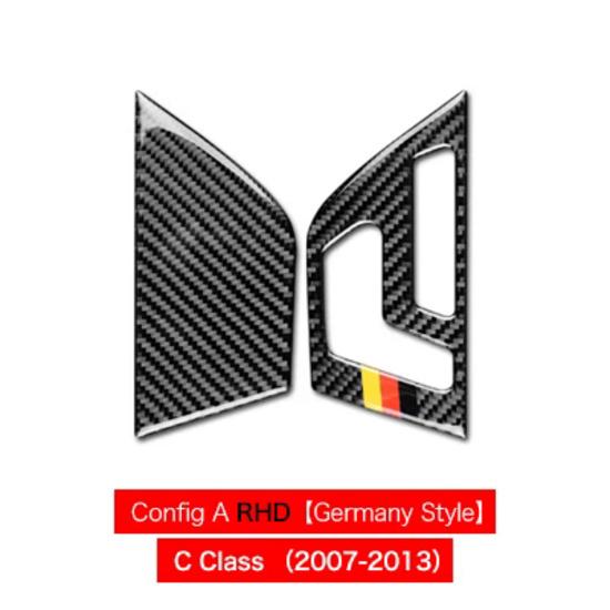 2 шт. углеродное волокно для Mercedes Benz C Class W204, аксессуары, регулировка автомобильного сиденья, кнопка переключения панели, крышка, наклейки внутри