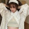 Off-white Long-sleeved Sun-protective Shirt for Women In Summer Thin Style In Japanese Style Loose Gentle As A College-style Top