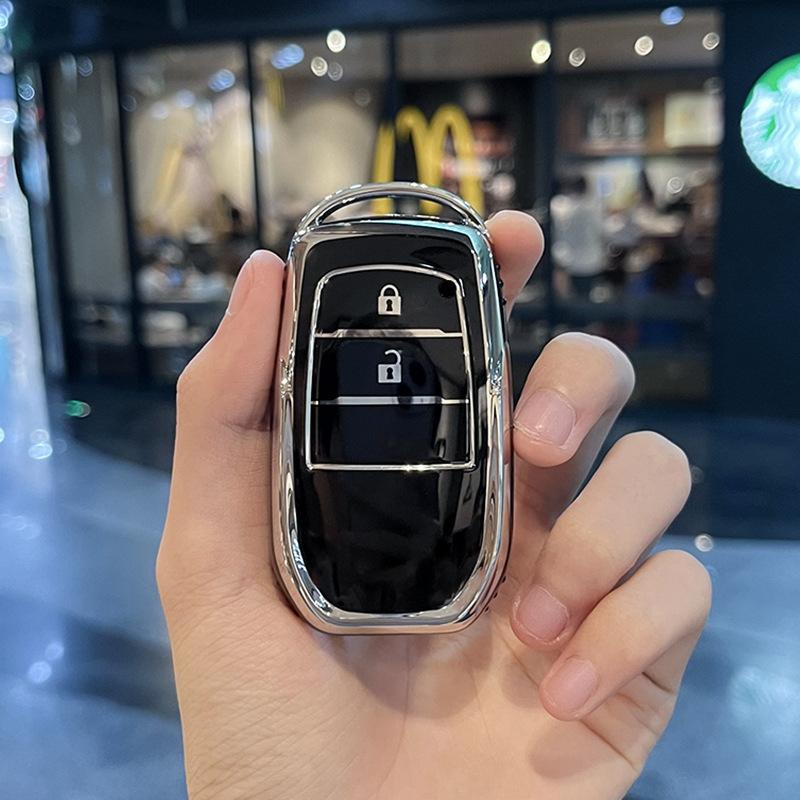 2 Buttons TPU Car Key Case Cover for Toyota Hilux Innova Rav4 Fortuner Yaris 2021 Key Shell Fob Holder Accessories
