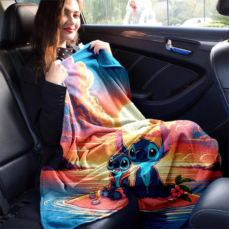 1pc Stitch Printing Blanket - Soft, All-Season Throw for Office Blanket, | Personalized Gift with Adorable Cartoon Design