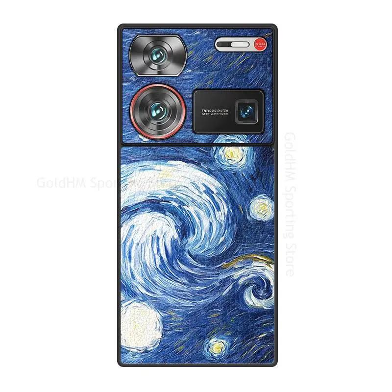 Capa For ZTE Nubia Z60 Ultra Starry Night Moon Leather Phone Case For Nubia Z50S Pro Soft Silicone Bumper Phone Cover For Nubia Z60 Z50 Ultra Fundas