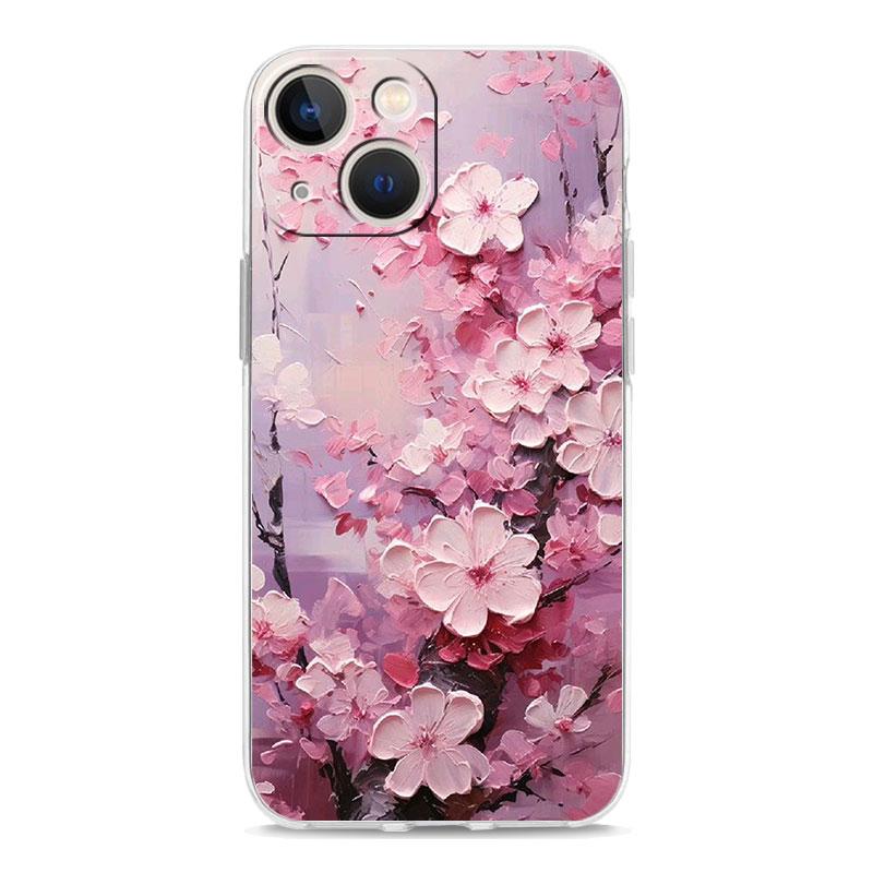 Cherry Blossom Tree Luxury Transparent Phone Case For iPhone 18 15 14 13 12 mini 11 Pro Max XS X XR SE 7 8 Plus Clear Cover