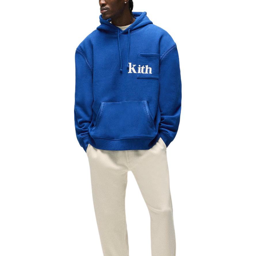 Kith Ss25 Quinn Cotton Hooded Fashion Versatile Pullover Long Sleeve Sweatshirt Men Sweatshirt Blue KHM033589-412