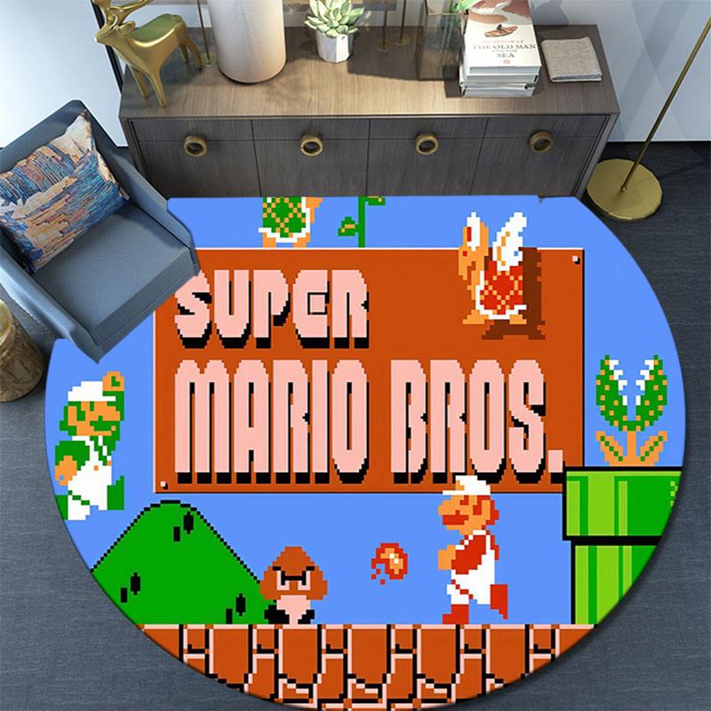 Super Mario pattern round rug,Carpet Rug for Living Room Bedroom Playroom ,Non-slip Floor Mat,Holiday Gifts and Birthday Gifts.