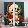2pcs 2D Flat Printing Drapes Skull Roses Lost Hope Polyester Without Electricity Party Decorations for Room Bedroom Wall Decor