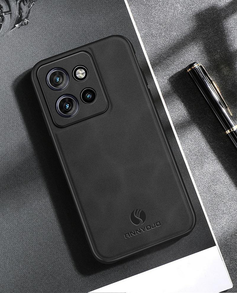Matte Plain Leather Case For Moto Edge 50 Neo 50 Fusion Edge50 Ultra Pro 40 Neo Edge Built-in Metal Car Mount Holder Cover