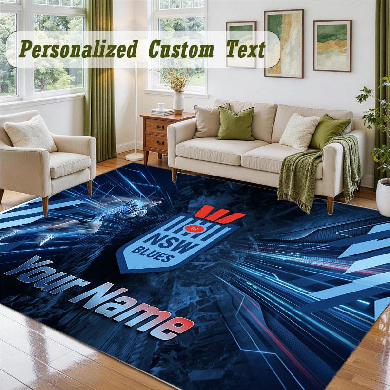 Crystal Velvet Square Rug Custom NameNSW Blues Pattern Non Slip Home Floor Decor Rug