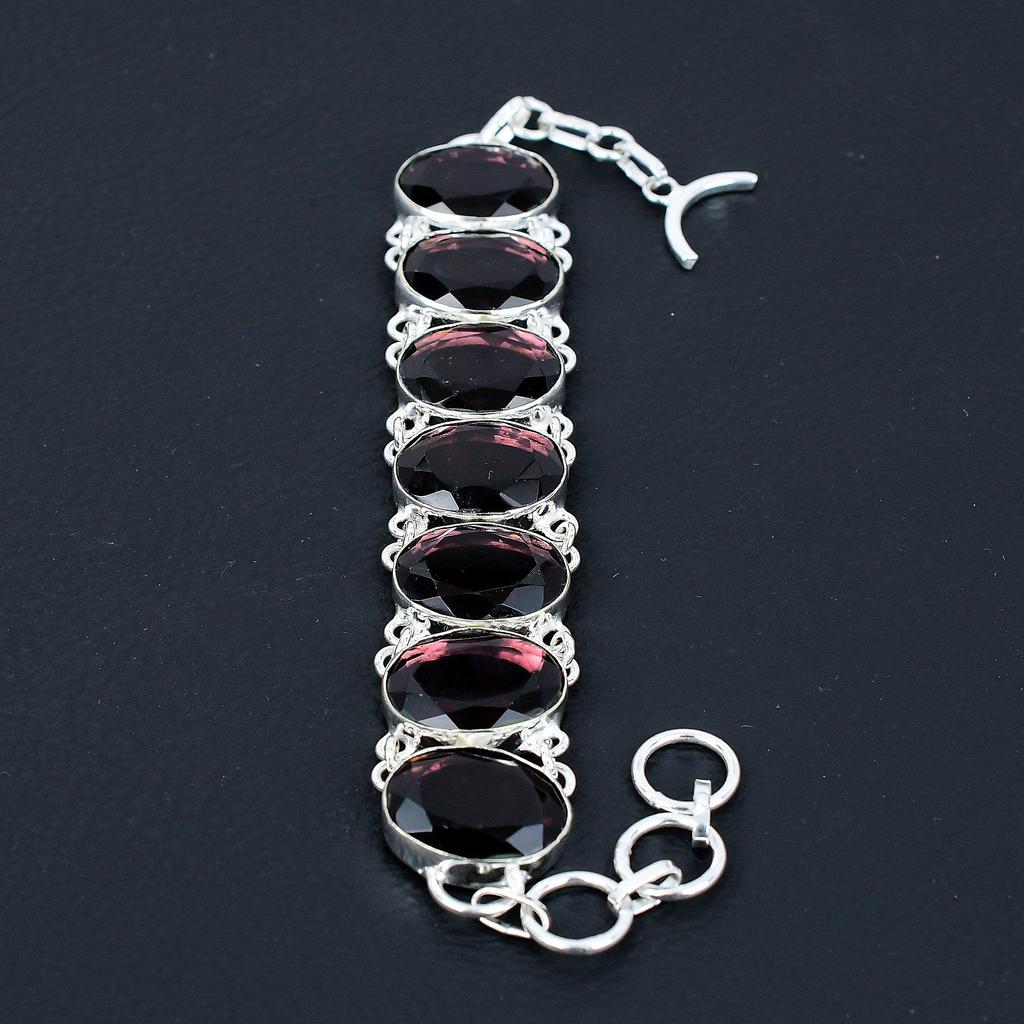 Браслет из драгоценного камня с розовым аметистом, ювелирный браслет из стерлингового серебра 925 пробы, ювелирный браслет с аметистом для женщин, браслет, подарки для нее