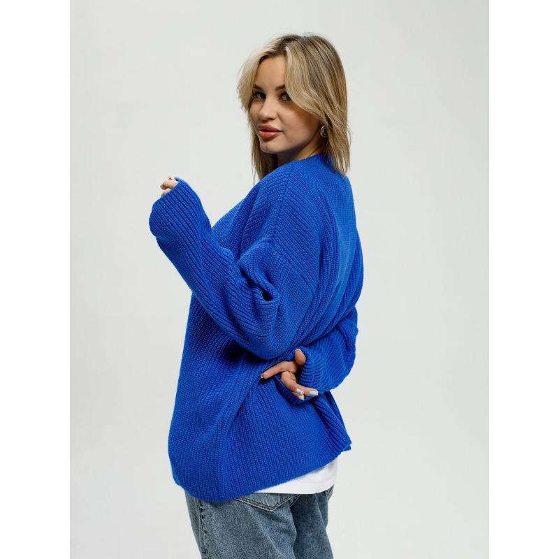 Женский осенне-зимний свитер с круглым вырезом, свободный вязаный свитер с длинными рукавами