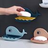 Whale Vertical Dustproof Soap Dish With Lid Drain Soap Dish Bathroom Nail Free Wall Hanging Soap Holder Creative Soap Rack