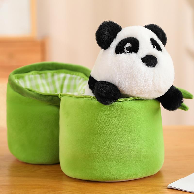 Stuffed Climbing Hug On The Bamboo Toy Creative Panda Doll Hiding In A Bamboo Plush Cushion Birthday