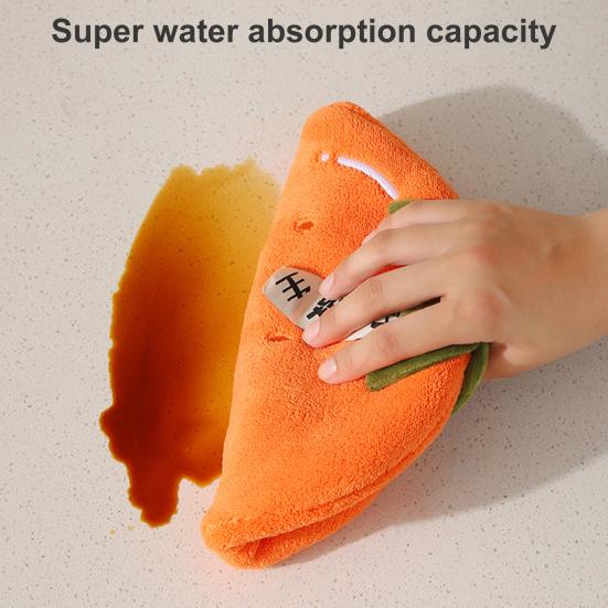Coral Velvet Hand Towel Soft Absorbent Cartoon Fruit Design with Hanging Rope Quick Drying Household Lazy Hand Wipes Towel