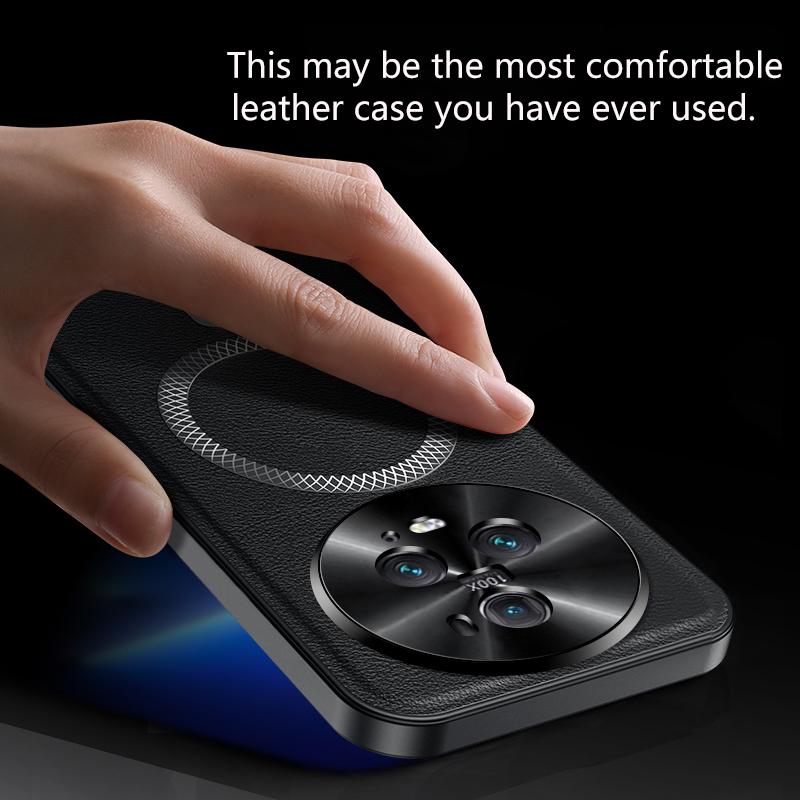 For Honor Magic 5 and Magic 5 Pro Case Magnetic Elegant Leather Wear-Resistant Lens Fully Covered Non-Slip Grip Edge Cover Shell