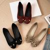 Fashion Luxury String Bead Tassel Design Flats Women High Quality Faux Suede Low Heel Pumps Fashion Bow Knot Embellished Casual Shoes