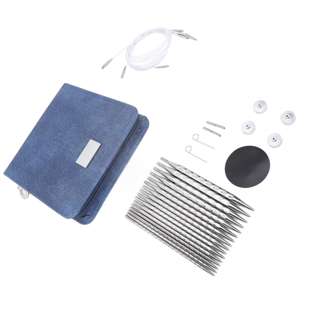 Набор из 8 пар круговых спиц, сменных для начинающих, с чехлом из нержавеющей стали для плетения