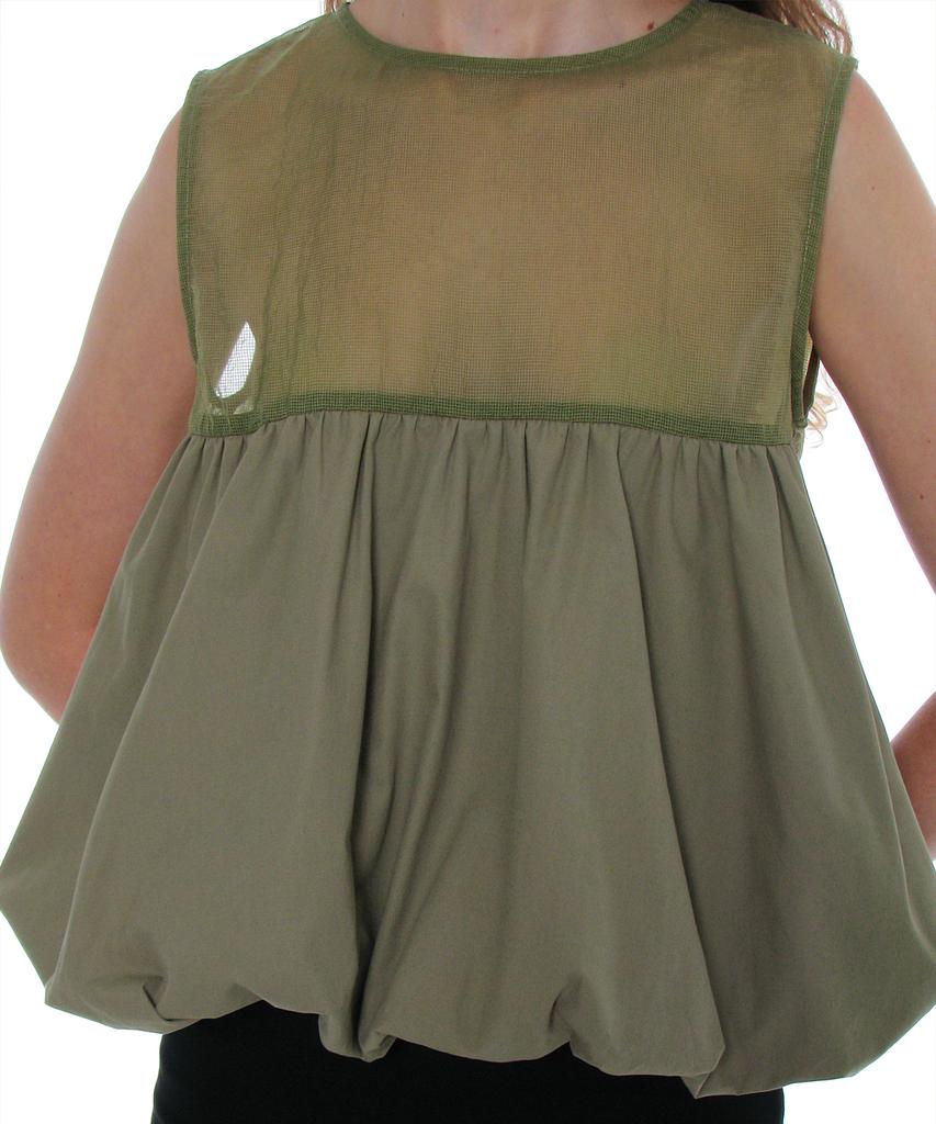 PARTIMENTO WOMEN Sleeveless Puff Blouse_Light Khaki