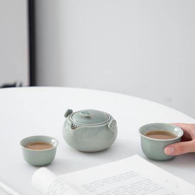 Керамическая тыква, быстрая чайная чашка, один чайник, две чашки, портативная сумка, чайный набор для кунг-фу