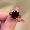 Large Carat Pomegranate Red Ring Women'S Light Luxury High-End Rose Gold-Plated Open Ring