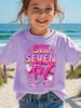 Girls 67 Casual T-shirt Summer Children's Round Neck Pure Cotton Short-sleeved Number '67' Colorful Printed Fashionable Top