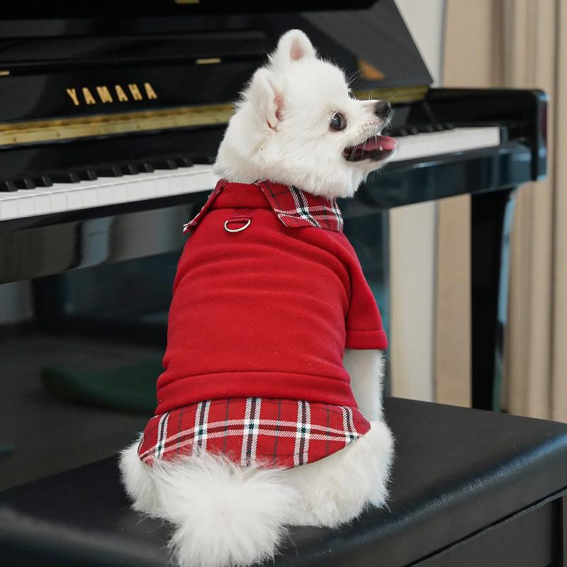 Dog Hoodies for Small Dogs Solid Plaid Polo Dog Clothes Winter Warm Coat Fleece Puppy Sweatshirt Chihuahua Dachshund Pullovers