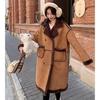 Korean Style Winter Lamb Fur Loose Coat for Women Thick Warm Long  Fleece Lined Jacket