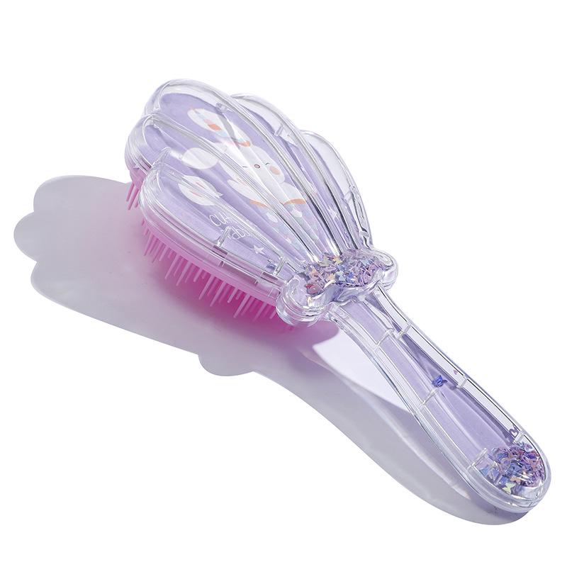 Распутывающая расческа для волос Русалка Распутывающая расческа для волос Расческа Ракушка с блестками Расческа Массаж кожи головы Распутыватель для сухих влажных волос Ребенок Девочка