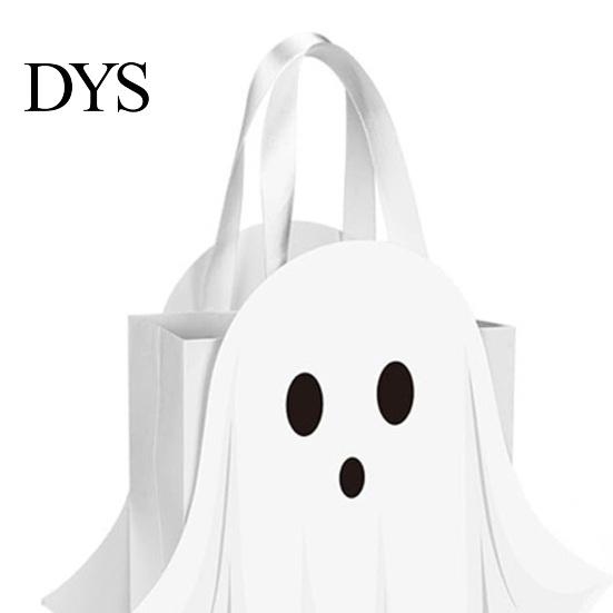 Складные сумки для Хэллоуина 'Trick or Treat', Картонный подарочный пакет-призрак на Хэллоуин, Милые мешочки для конфет и угощений, Товары для вечеринок для детей с ручкой, День рождения, Подарки