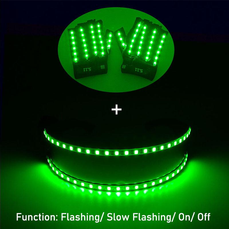 1set Luminous Glowing Glasses and Gloves Remote Control LED Glasses&Gloves Carnival Party Performance Props Festival Supplies