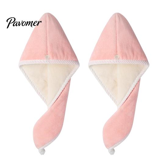 Bathroom Essentials for Hair Reversible Towel Wrap, Microfiber Turban with Button, Quick Dry, Thickened Drying Hat Absorbent Anti-frizz Women