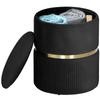 Velvet-Feel Storage Ottoman - Black