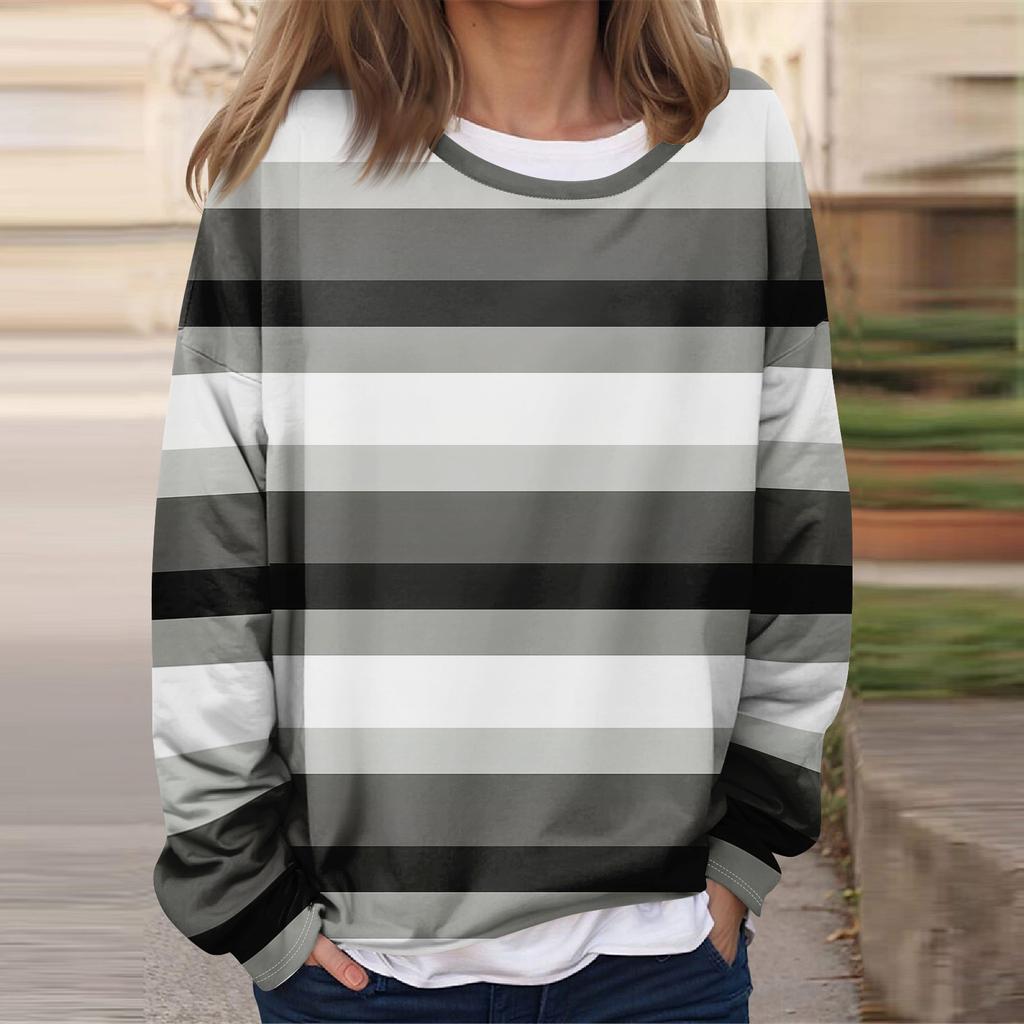 Женская повседневная модная винтажная печатная толстовка с длинным рукавом и круглым вырезом, многослойный пуловер