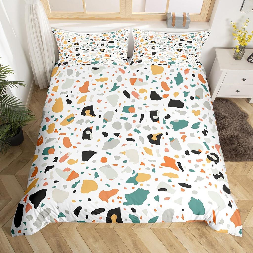 Colorful Modern Marbling Art Duvet Cover for Girls Women Girly Marble Bedding Set Rainbow Quilt Cover Watercolor Comforter Cover