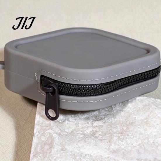 Portable Earphone Case for Travel Silicone Coin Pouch with Zipper And Wrist Strap, Square Shockproof Soft Key Organizer Storage Bag, Lightweight