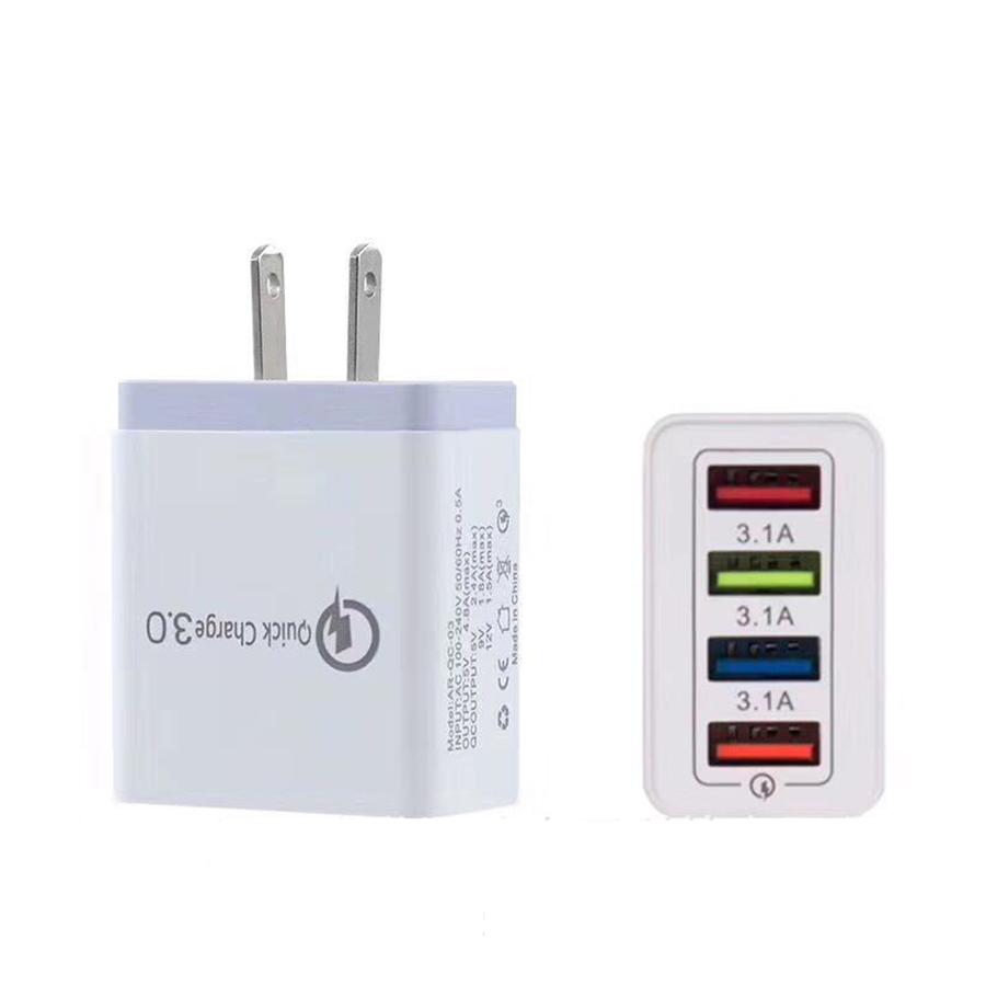 Быстрое зарядное устройство 3.0, 4-портовое USB-зарядное устройство для настенного использования с технологией USB-зарядки для iPhone 7/7 Plus/6S/6S Plus/5SE/iPad/LG /Samsung/HTC/Nexus и других