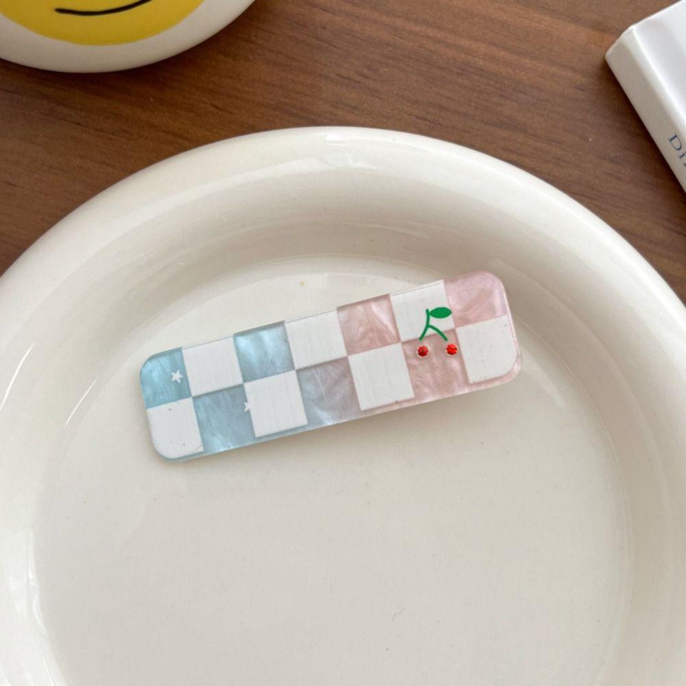 Шахматная фруктовая челка клипса Простые заколки для макияжа Креативная заколка для волос Вишня Женская