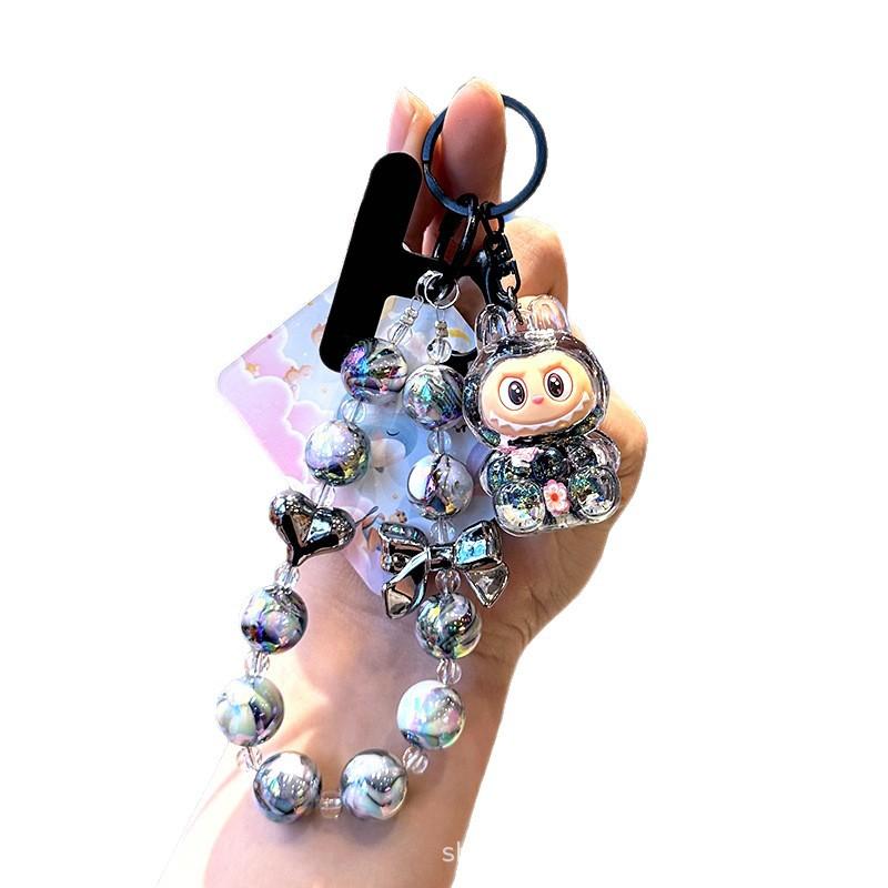Пропитанная маслом цветная ткань с бусинами Лабубу, Чехол для телефона, Цепочка из бусин, Кукла, Школьный рюкзак, Бутылочка с песком, Маленький кулон в подарок