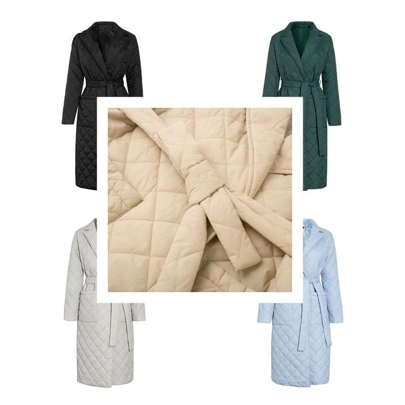 Simplee длинное прямое зимнее пальто с ромбическим узором, повседневные женские парки с поясом и глубокими карманами, стильная верхняя одежда с воротником на заказ