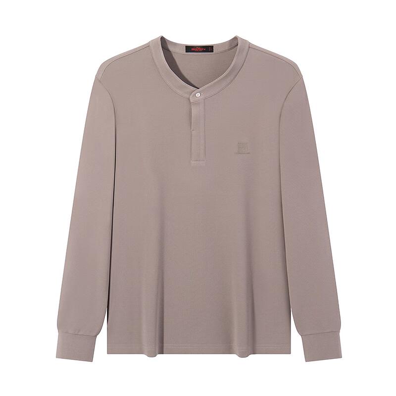 Septwolves Men's Chinese Mandarin Collar Waffle Knit Long Sleeve T-shirt