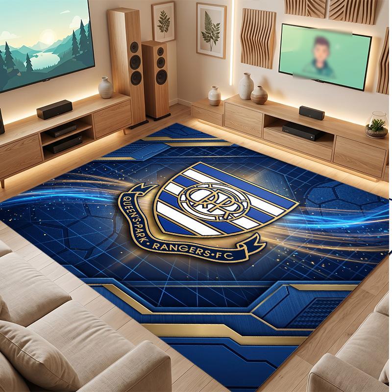 Queens Park Rangers Football Print Crystal Velvet Rug, Comfortable Water Absorbent Non Slip Indoor Floor Carpet