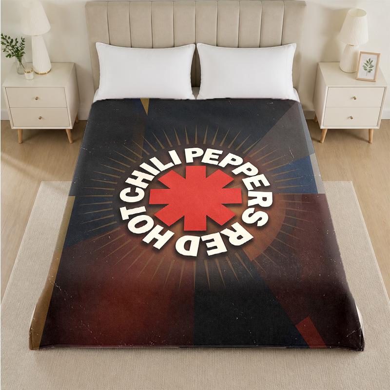 Red Hot Chili Peppers Print Flannel Blanket Cozy Lightweight Plush Throw Blanket For Bed Sofa Household Use