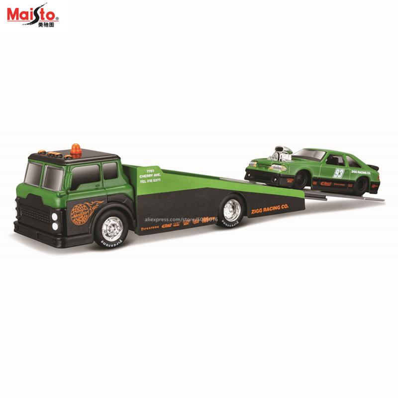 AAAOO1 Maisto 1:64 FLATBED/1988 BMW M3 E30 1965 FORD MUSTANG elite transport Die-casting car model collection gift toy