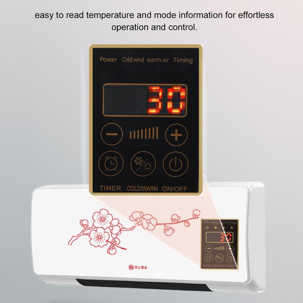 Wall Mounted Air Conditioner Portable Low Noise Electric Space Heater with Touch Display Remote Control Clothes Hanger