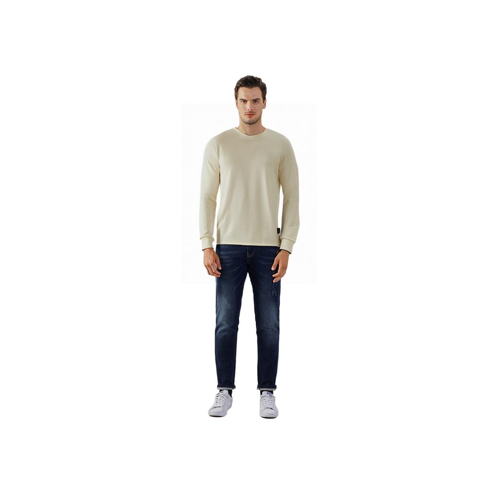 Li-Ning Мужская толстовка Fitness Series All-Weather Plain Crew Neck, цвет молочно-белый AWDT737-2