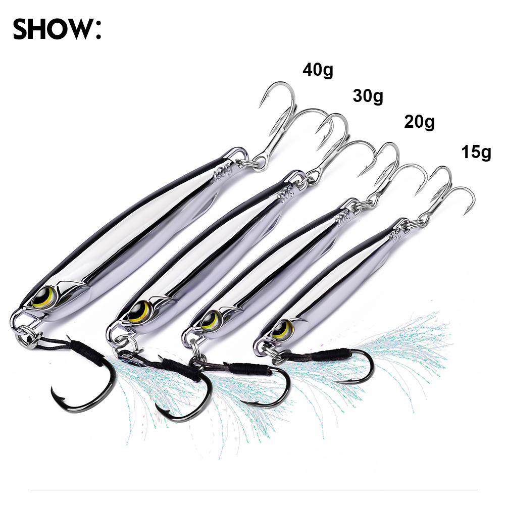 Длинная железная пластина с гальваническим покрытием DUO Бросок на дальнюю дистанцию ​​Быстрая вытяжка Испанская скумбрия Зеркальная железная пластина Дорога Подзалив Окунь Опрокидывание Металлическая наживка с белым стержнем