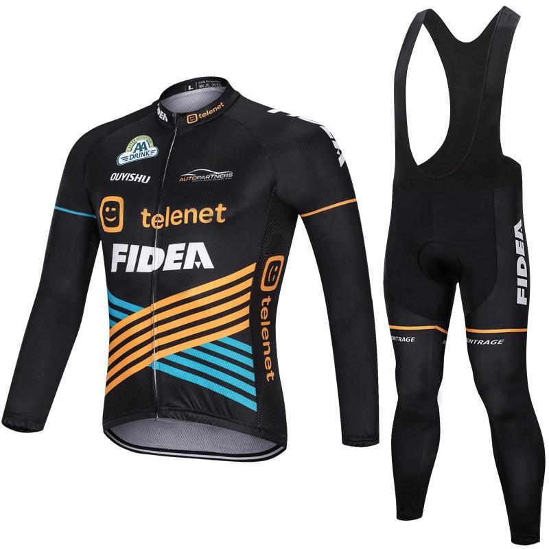 Men Women Cycling Jersey Bib Shorts Set Breathable Long Sleeve Road Bike Outfit