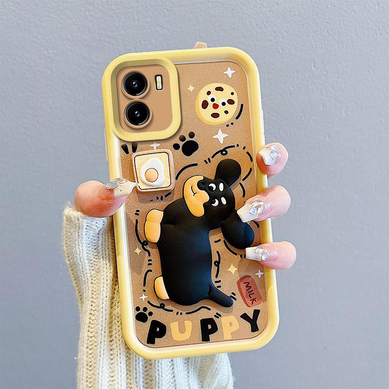 KEYSION Противоударный чехол для VIVO Y15S Y15A Y15C Y16 со шнурком, мягкий силиконовый чехол для телефона с милой 3D-мультяшной куклой для VIVO Y01