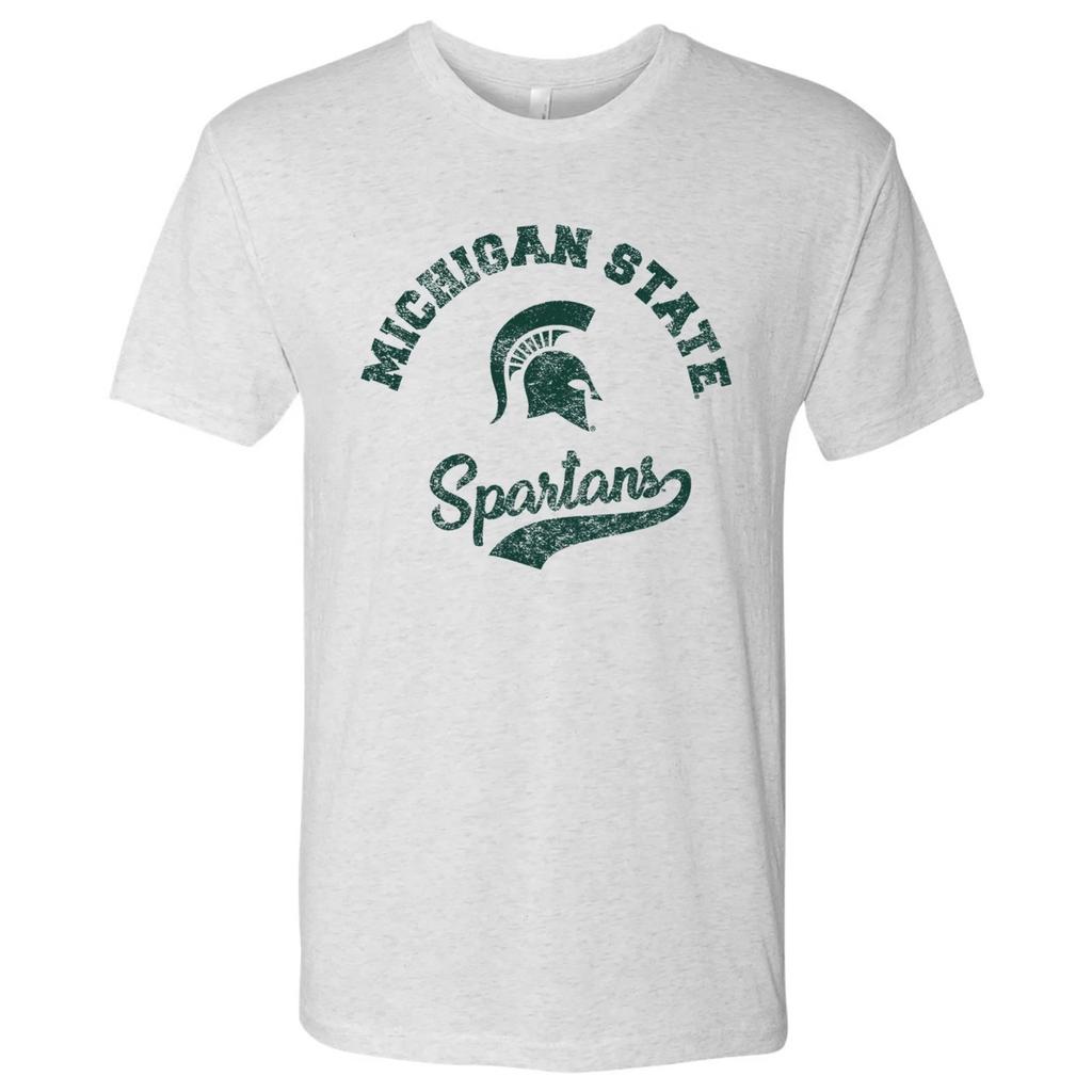 Michigan State Spartans Retro Script Unisex Triblend T-Shirt - Heather White