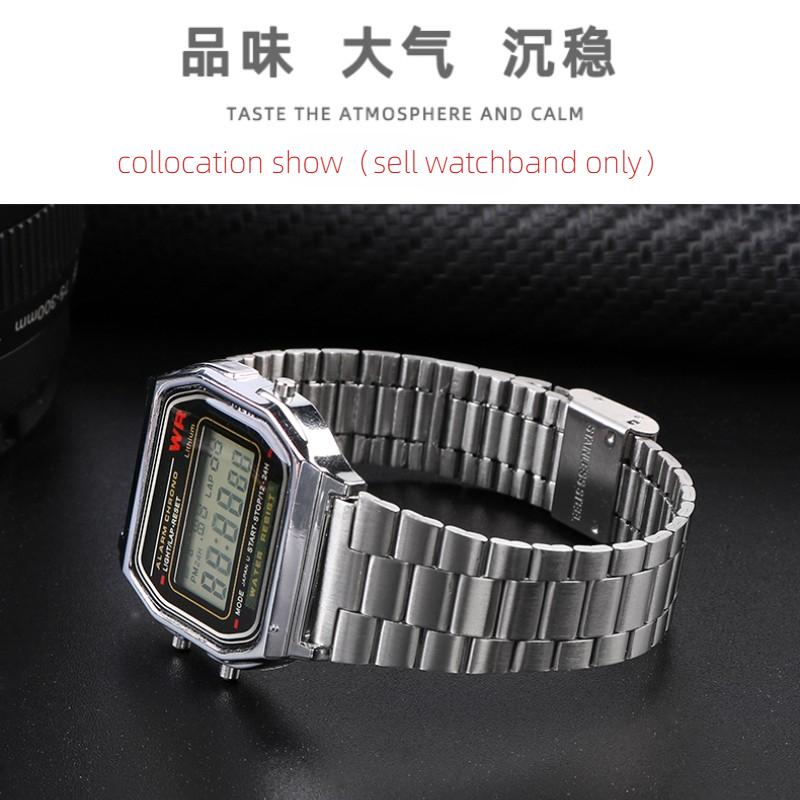 Для часов Casio из нержавеющей стали Ремешок A158 A159 A168 A158W f91w LA-680 AEQ-110 f91w маленький золотой ремешок для часов 18 мм Браслет
