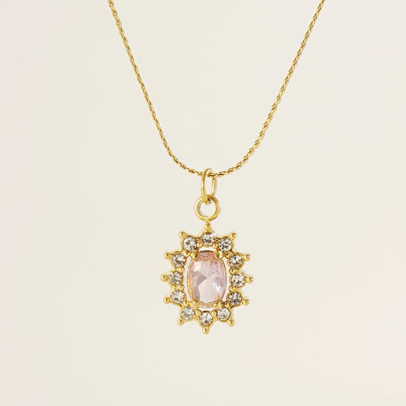 Stainless Steel Sunflower Zircon Bamboo Necklace High-grade Sporty Color-free Pendant All-match