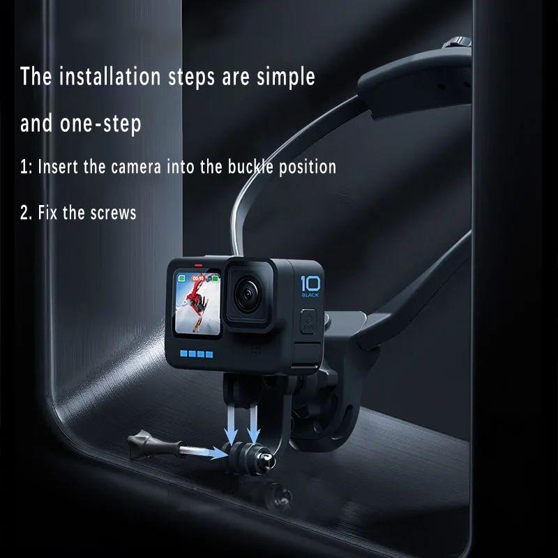 Sports Camera Neck Mount, Suitable for GoPro, DJI, Insta360, Etc., with Mobile Phone Clip, Can Also Be Used for Mobile Phones